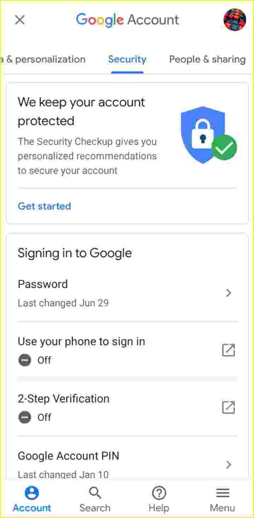 Also, scroll down and click on setup 2- step verification in Gmail