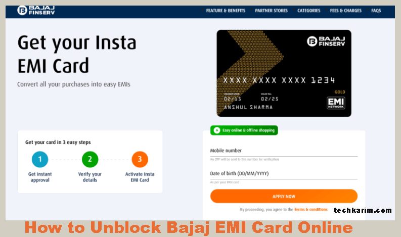 How to Unblock Bajaj EMI Card Online